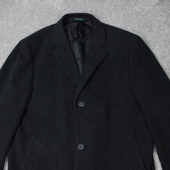 LAUREN Ralph Lauren Peacoat Mens 44R Black Wool Cashmere Blend Overcoat Lined - Picture 3 of 16
